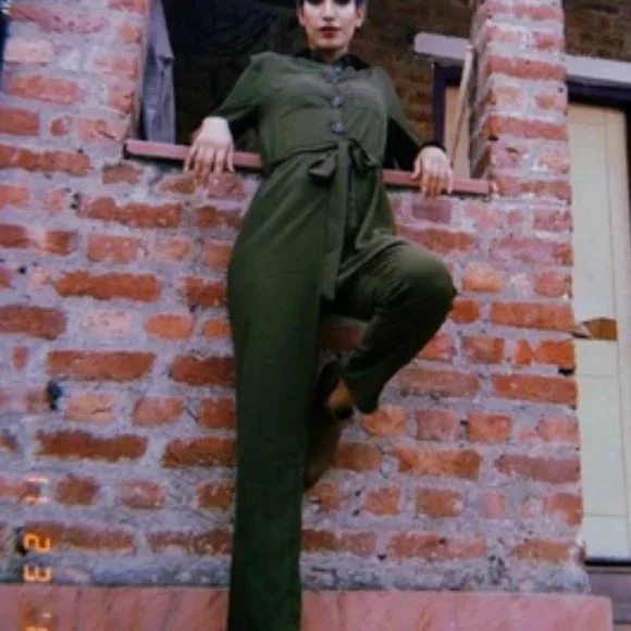 Virginia belted Jumpsuit - Olive - Picture 4 of 8